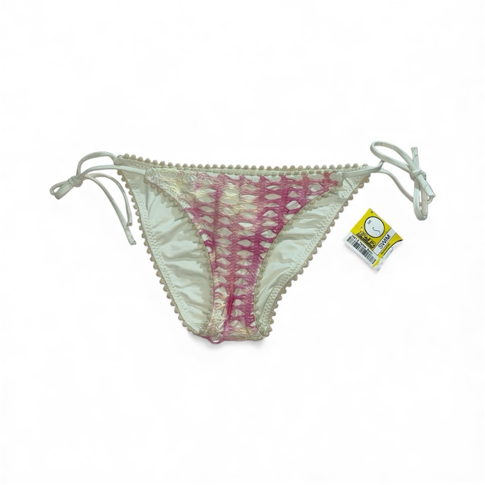 😍 New Isabella Rose Bikini Bottom Tie Sides Unique Mesh Crochet Style Tie Dye S
